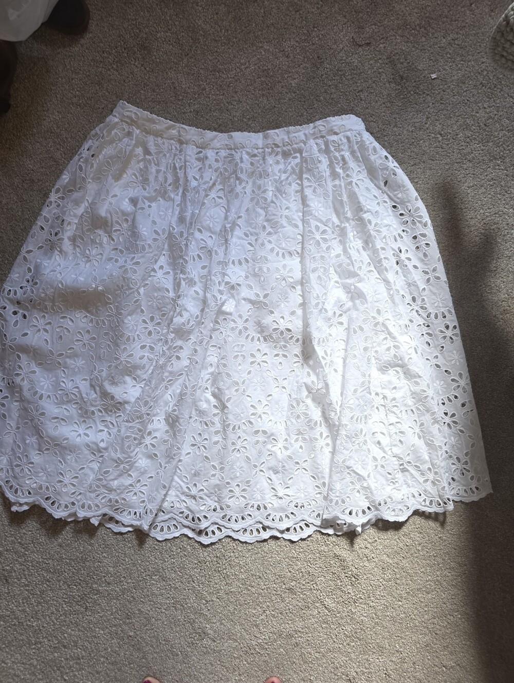 J Crew Eylet Full Lined White Lace Midi Skirt Size 14 - Picture 3 of 14